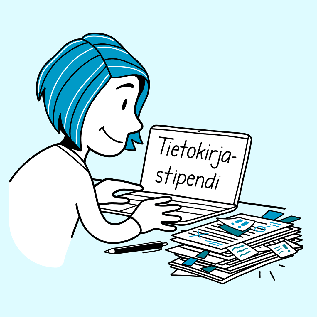 Kuvassa hakija tekee tietokirjastipendihakemusta.?>